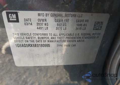 2014 Cadillac Ats Standard z USA, uszkodzony, nr VIN 1G6AG5RX6E0180995